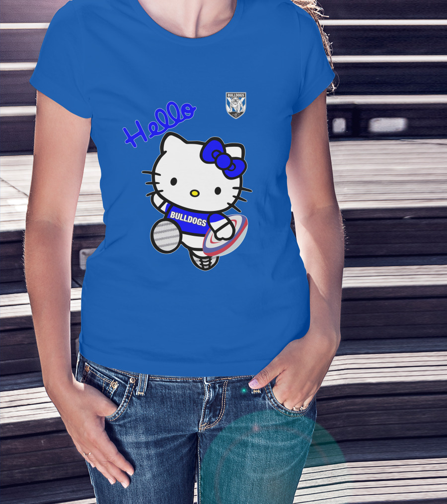 NRL1004 Hello Bulldogs Canterbury Bankstown Hello Kitty T-Shirt