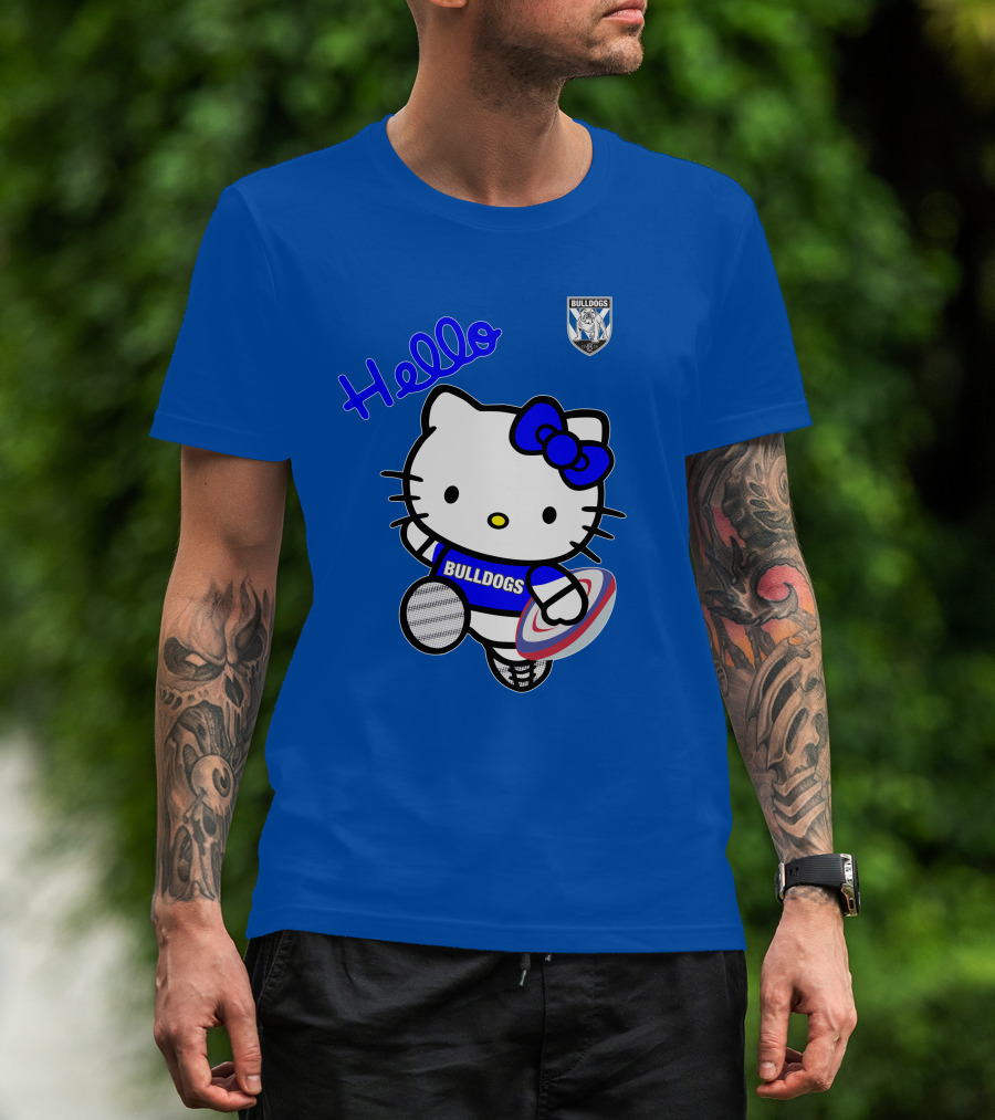 NRL1004 Hello Bulldogs Canterbury Bankstown Hello Kitty T-Shirt