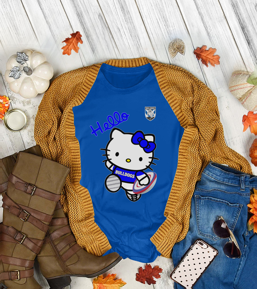 NRL1004 Hello Bulldogs Canterbury Bankstown Hello Kitty T-Shirt