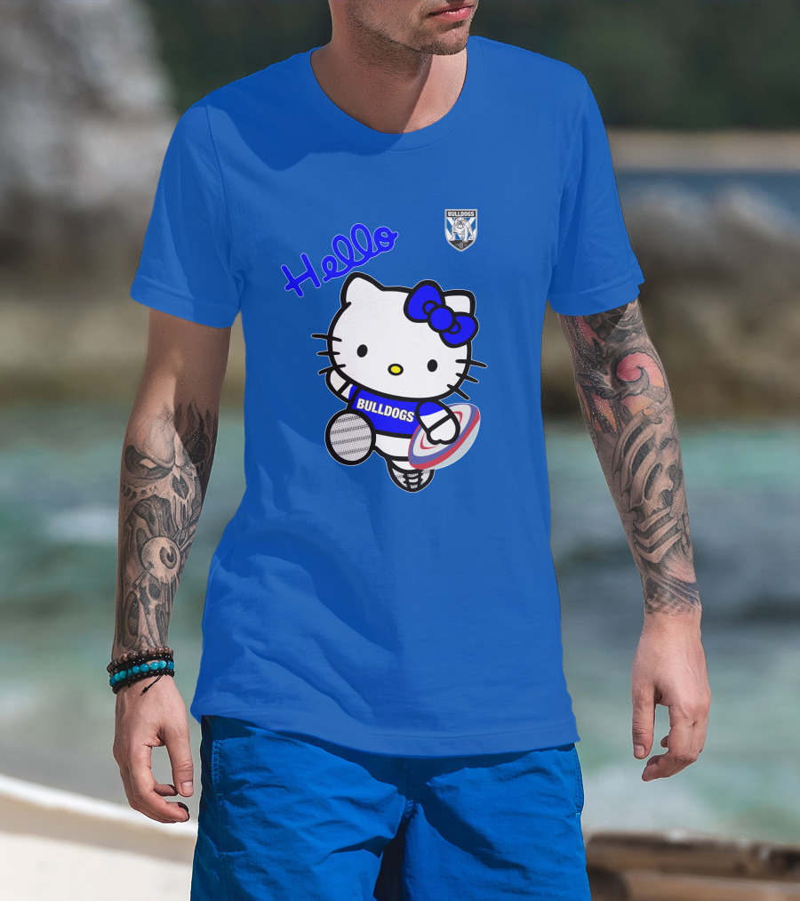NRL1004 Hello Bulldogs Canterbury Bankstown Hello Kitty T-Shirt