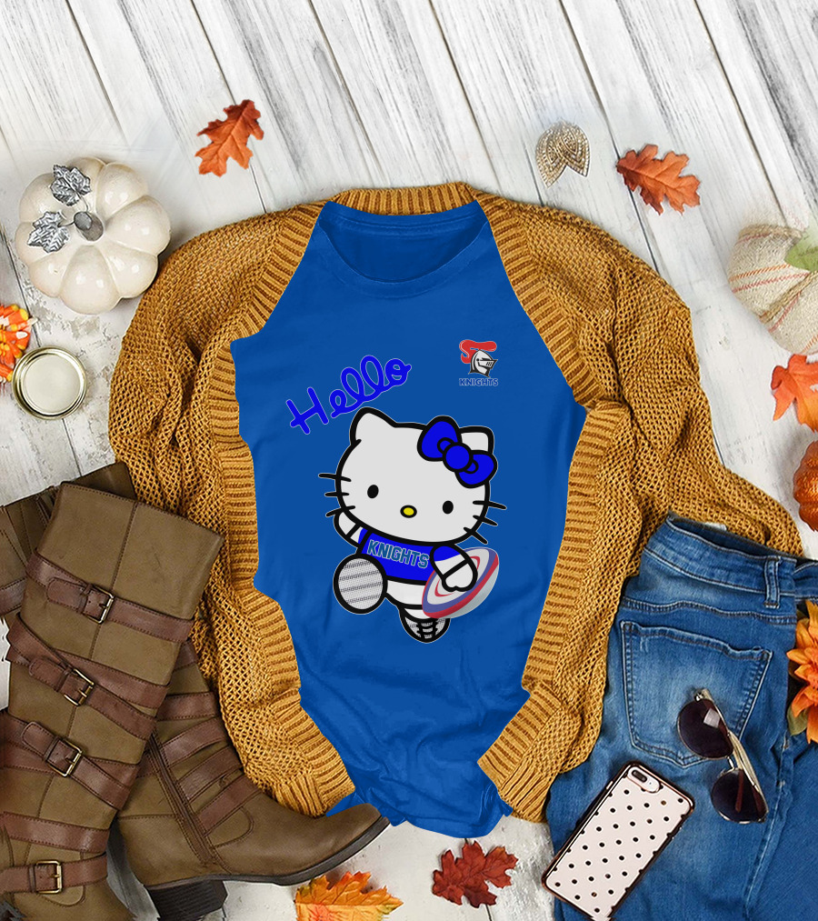NRL1010 Newcastle Knights Hello Kitty Rugby Crossover T-Shirt
