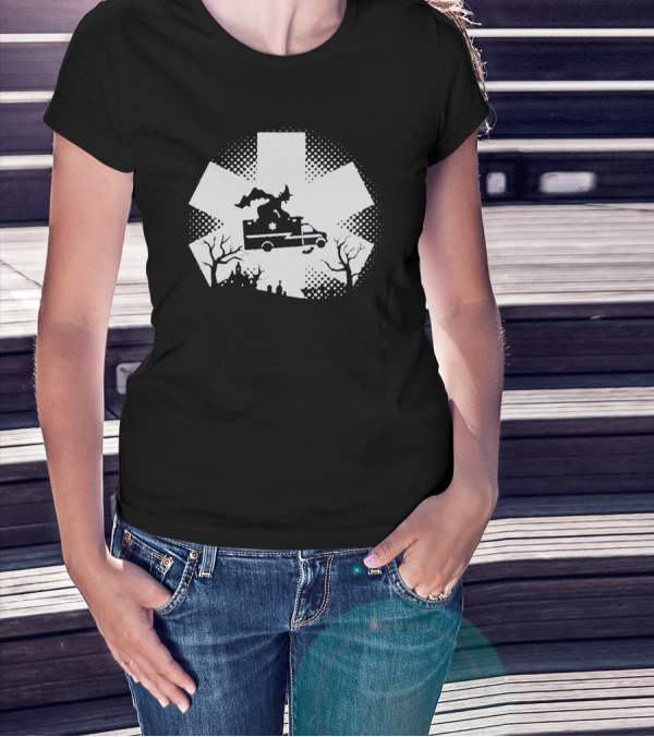 An Ems Ambulance With Dragon And Haunted Landscape T-Shirt