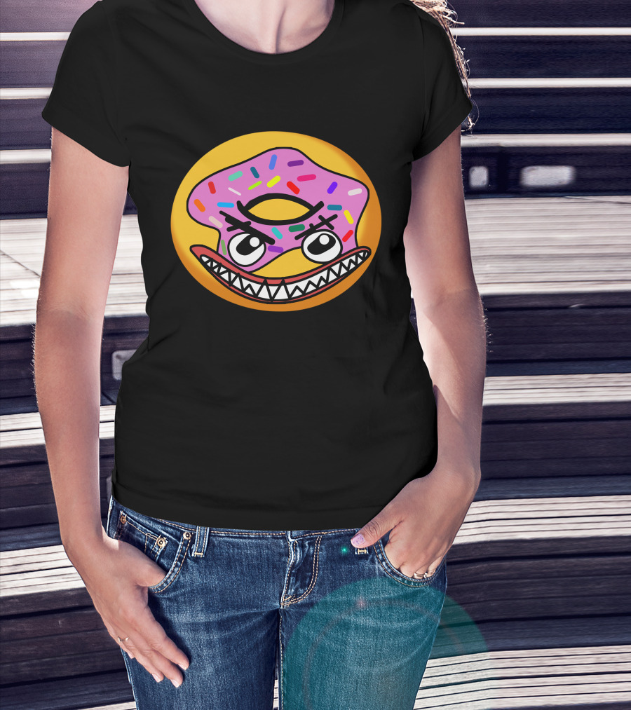 Angry Donut With Sprinkles And Fierce Face Emoji T-Shirt