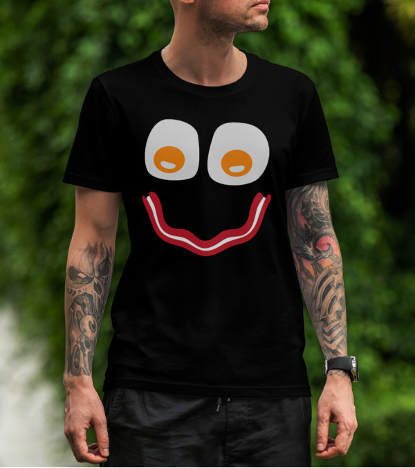 Bacon And Eggs Smiley Face T-Shirt