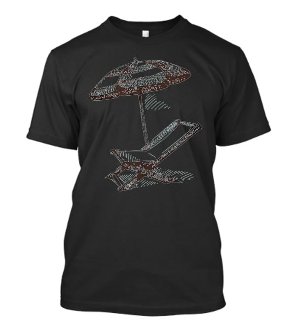Beach Umbrella And Lounge Chair Sketch T-Shirt