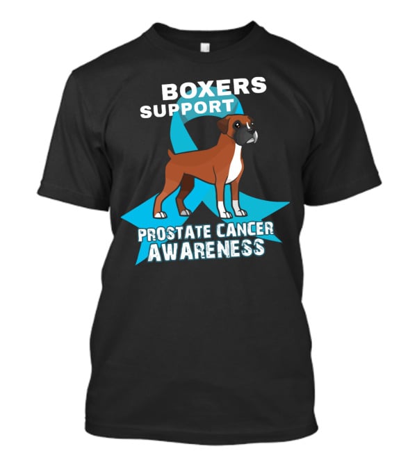 Boxers Support Prostate Cancer Awareness Ribbon Dog T-Shirt