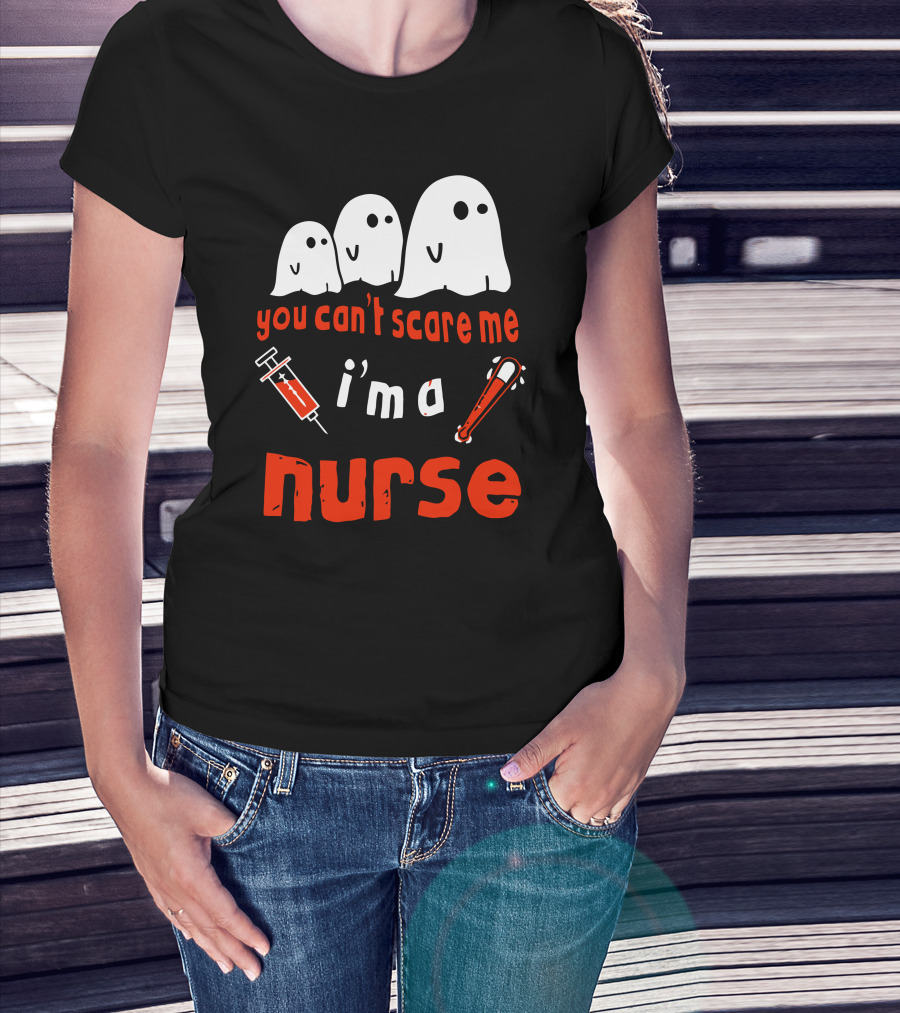 You Can't Scare Me I'm A Nurse Ghosts Syringe Bat T-Shirt