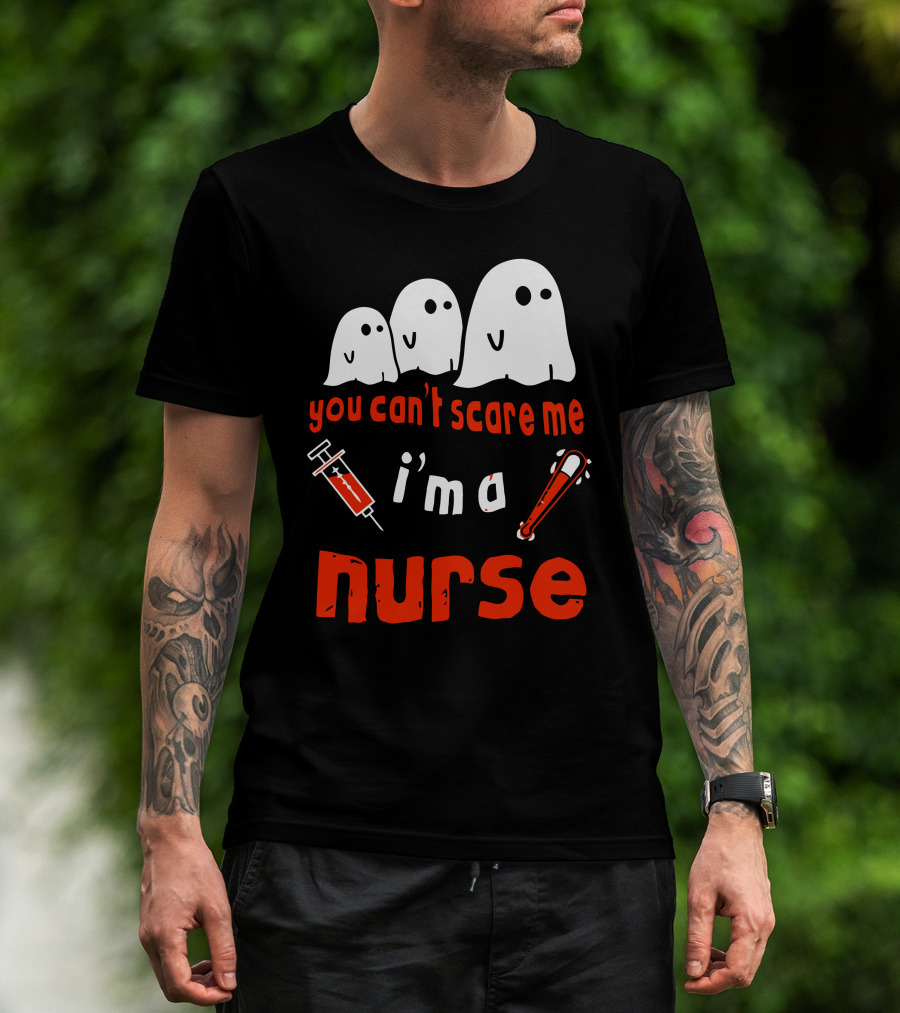 You Can't Scare Me I'm A Nurse Ghosts Syringe Bat T-Shirt