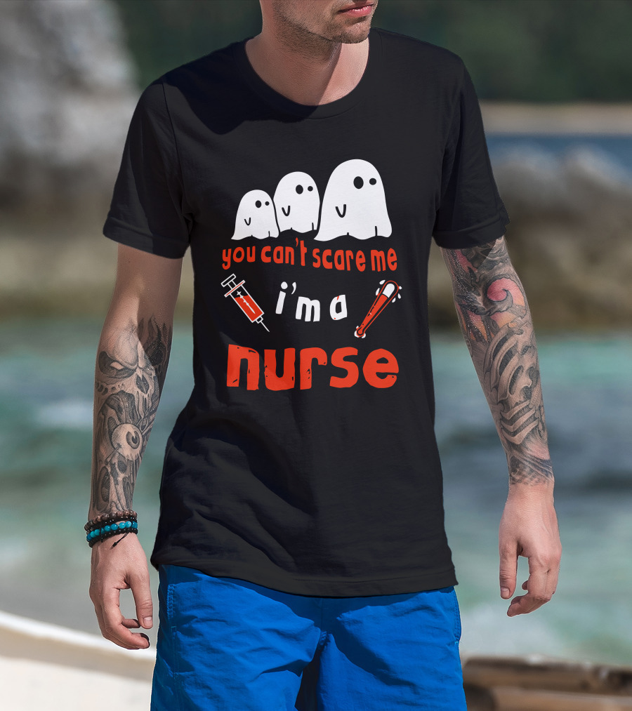 You Can't Scare Me I'm A Nurse Ghosts Syringe Bat T-Shirt