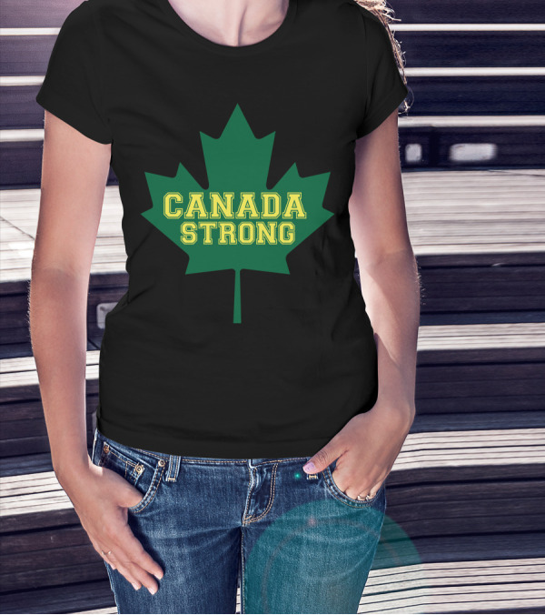 Canada Strong Maple Leaf Green And Yellow T-Shirt