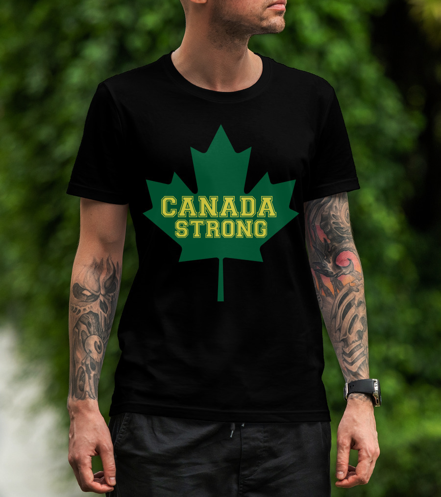 Canada Strong Maple Leaf Green And Yellow T-Shirt