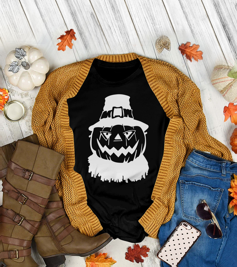 Pumpkin Face Scarecrow Hat T-Shirt