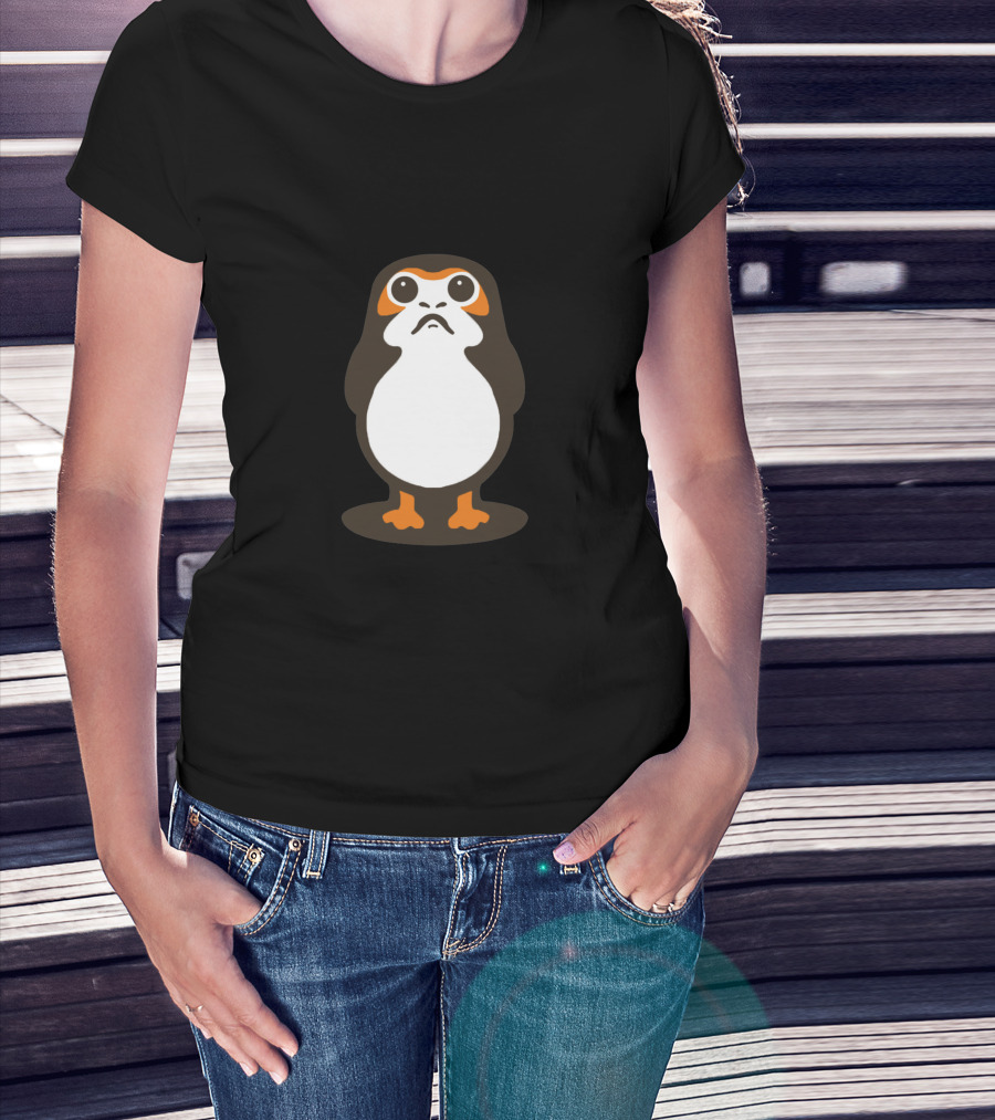 Retro Galactic Penguin Meets Porg T-Shirt