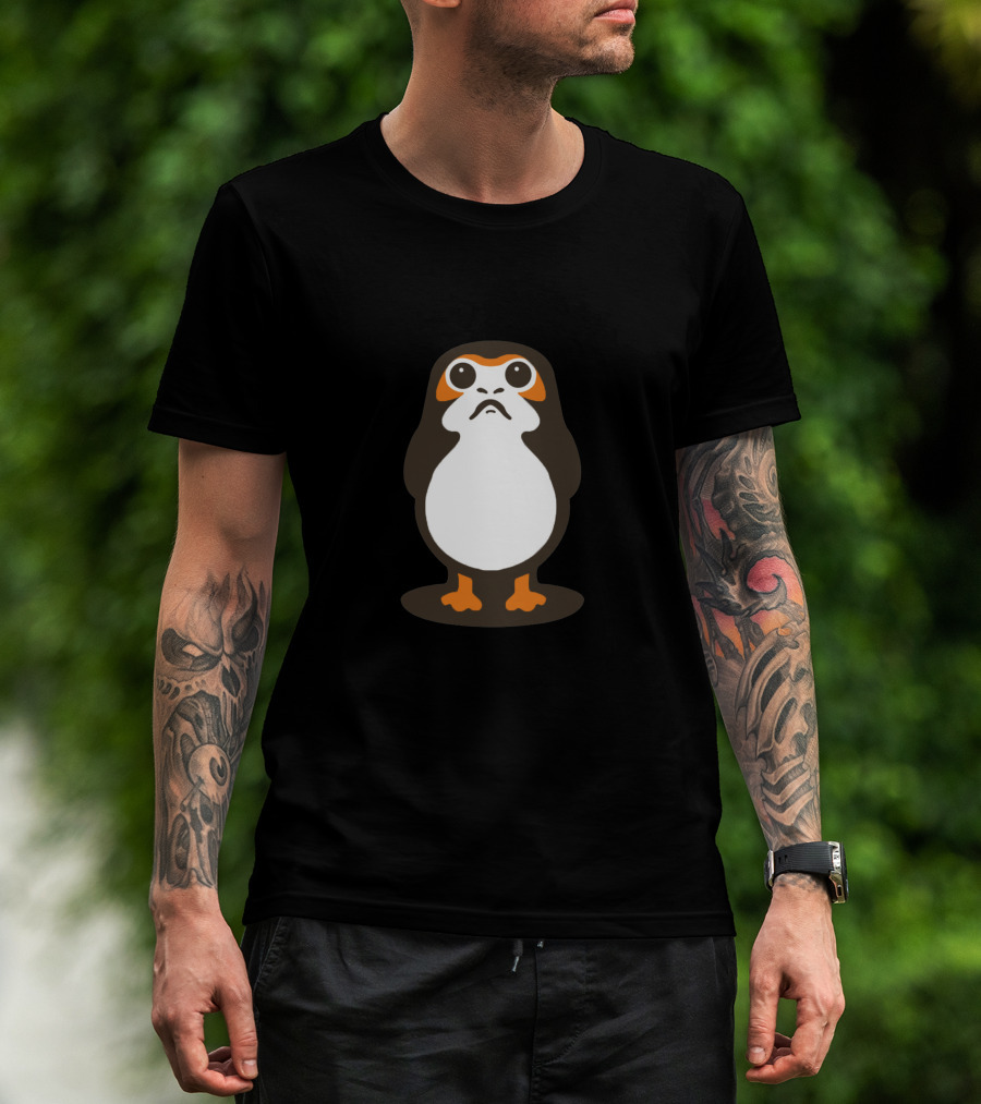 Retro Galactic Penguin Meets Porg T-Shirt