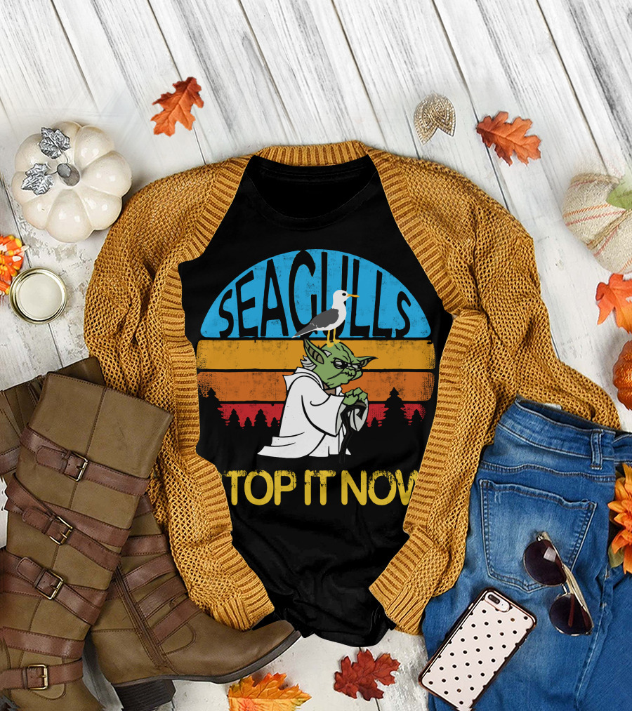 Seagulls Stop It Now Retro Vintage Yoda T-Shirt