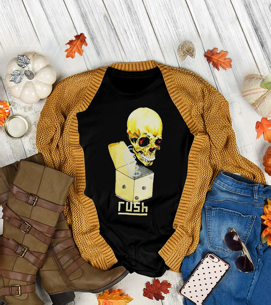 Rush Pushead Skull Springing from Dice Box T-Shirt
