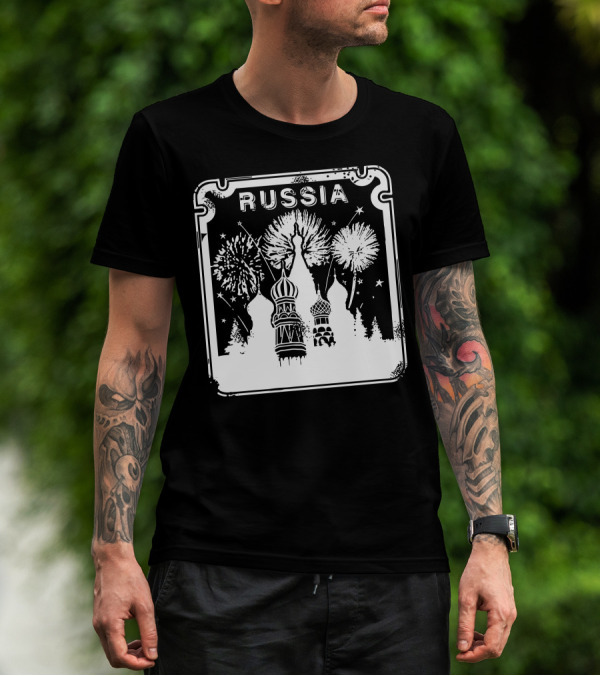 Russia Saint Basil's Cathedral Fireworks T-Shirt