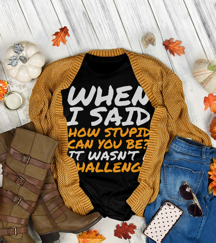 WHEN I SAID HOW STUPID CAN YOU BE IT WASN'T A CHALLENGE Sarcastic Quotes For Stupid People T-Shirt