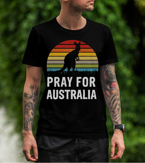 Pray For Australia Kangaroo Sunset T-Shirt