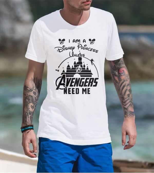 I Am A Disney Princess Unless Avengers Need Me Marvel Crossover Disney Castle Icons T-Shirt