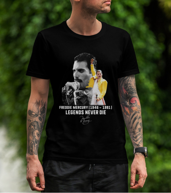 Freddie Mercury 1946-1991 Legends Never Die Signature T-Shirt
