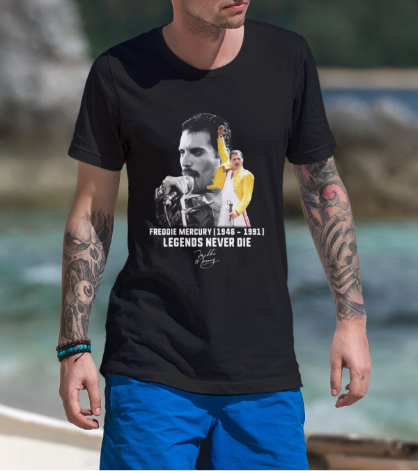 Freddie Mercury 1946-1991 Legends Never Die Signature T-Shirt