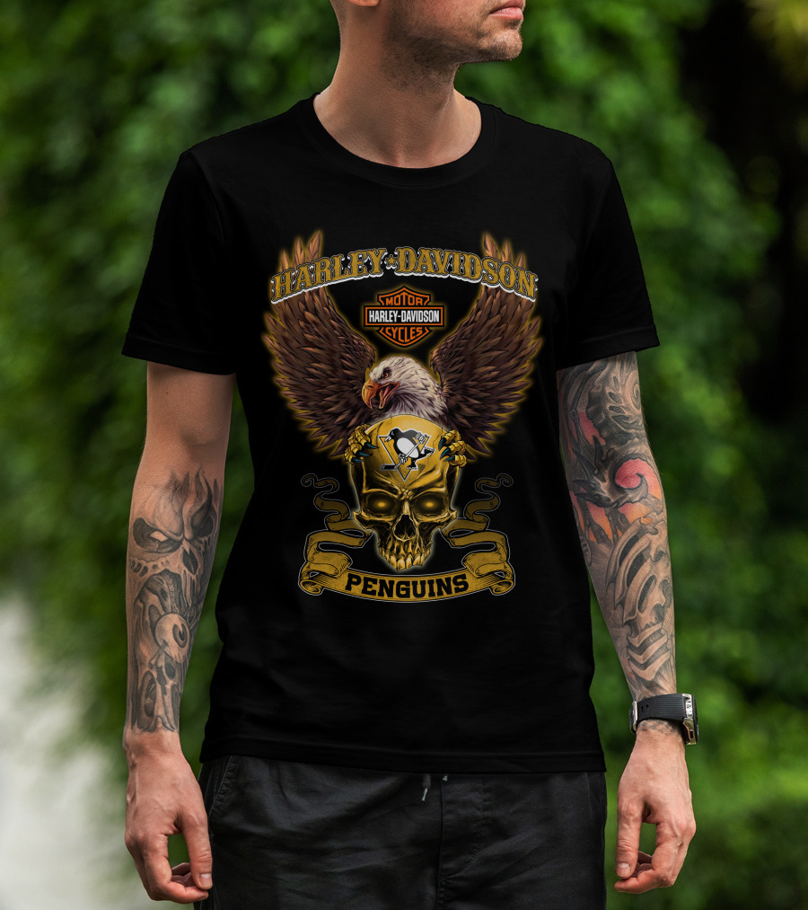Harley Davidson Penguins Motor Cycles Nhl Pittsburgh Penguins T-Shirt