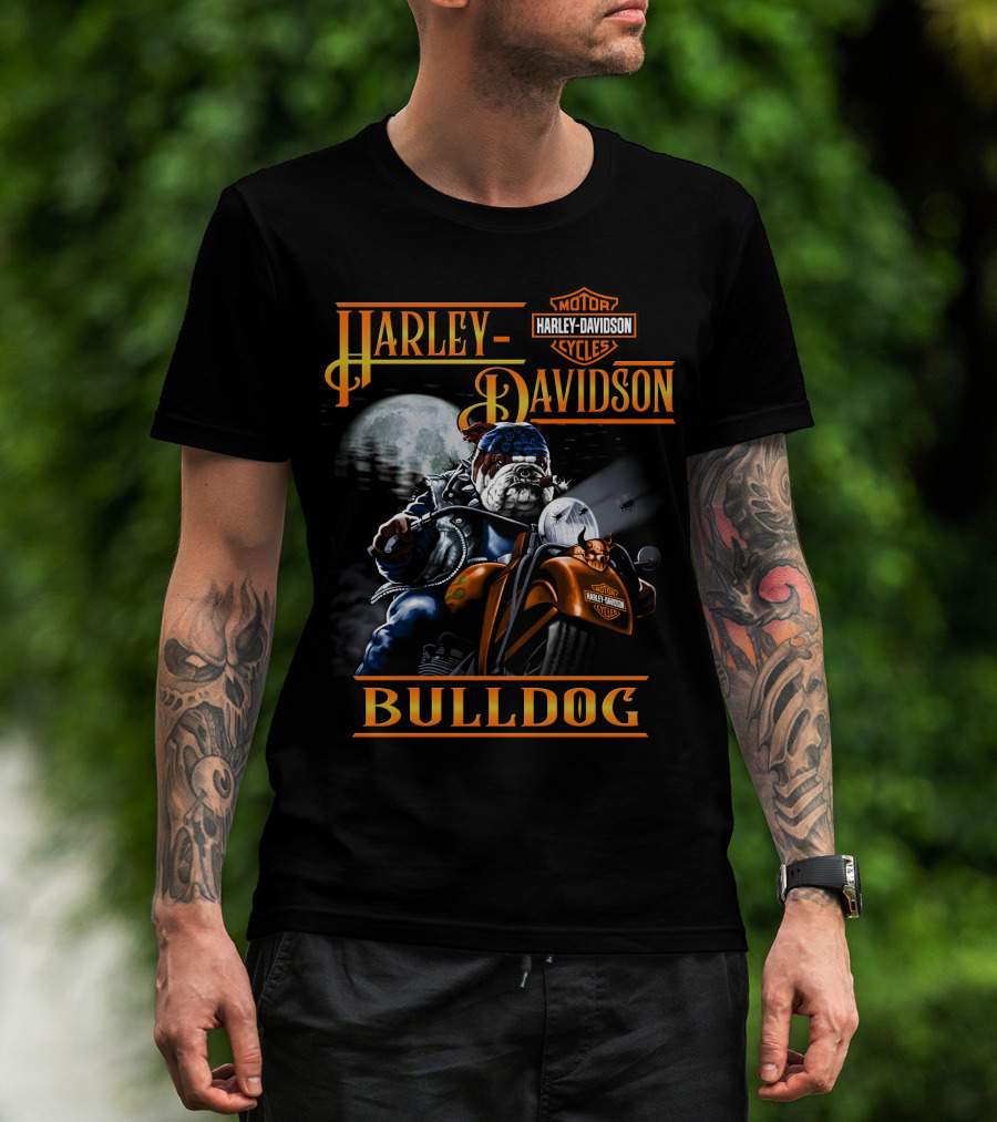 Harley Davidson Bulldog Moonlight Ride T-Shirt