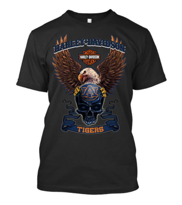 Harley Davidson Auburn Tigers Ncaa Skull Eagle T-Shirt