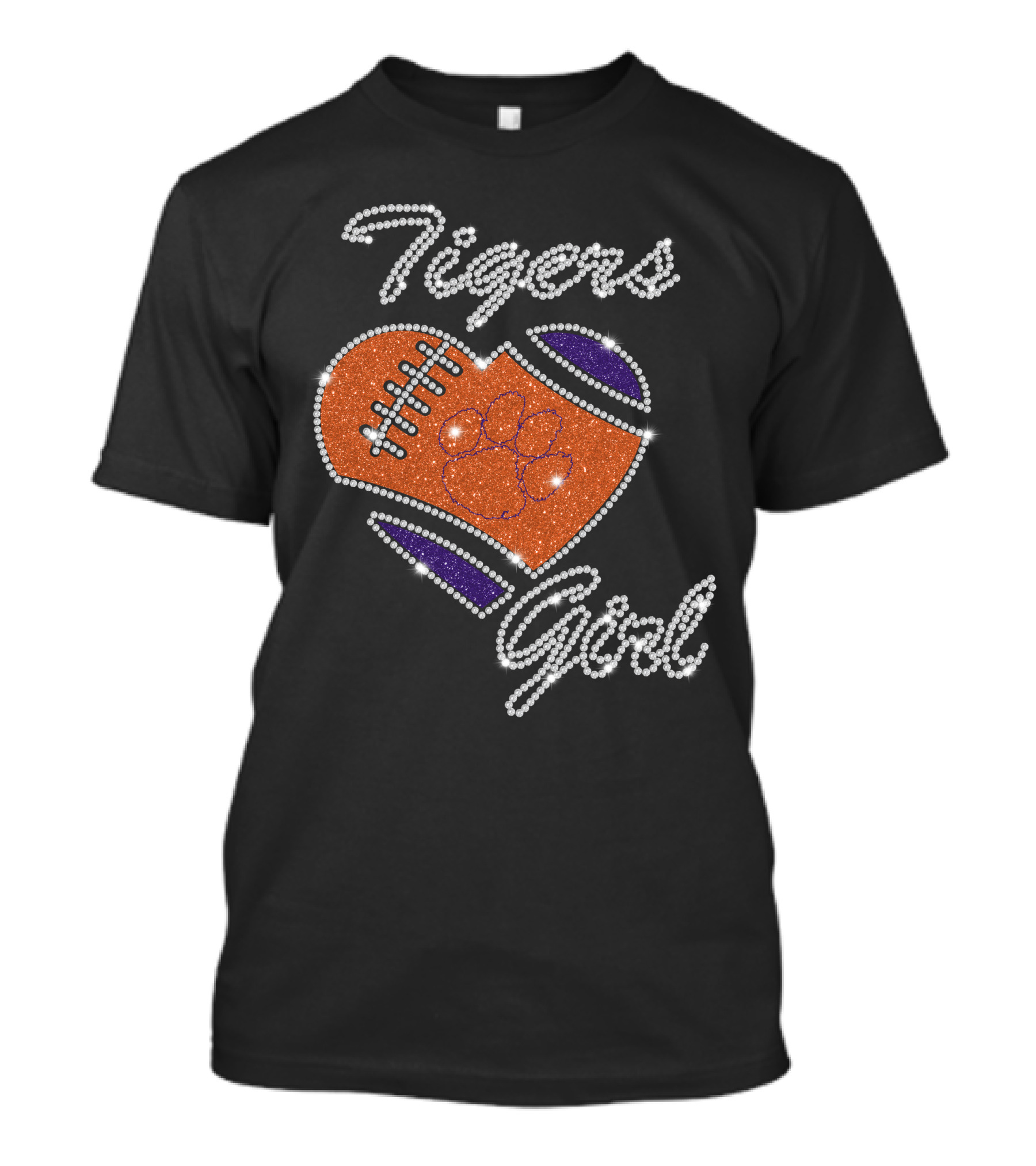Tigers Girl Heart Football Clemson Tigers T-Shirt