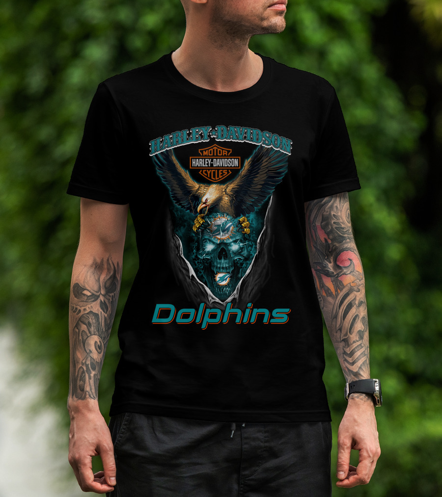 Harley Davidson Motor Cycles Dolphins Miami Hd29Nfl T-Shirt