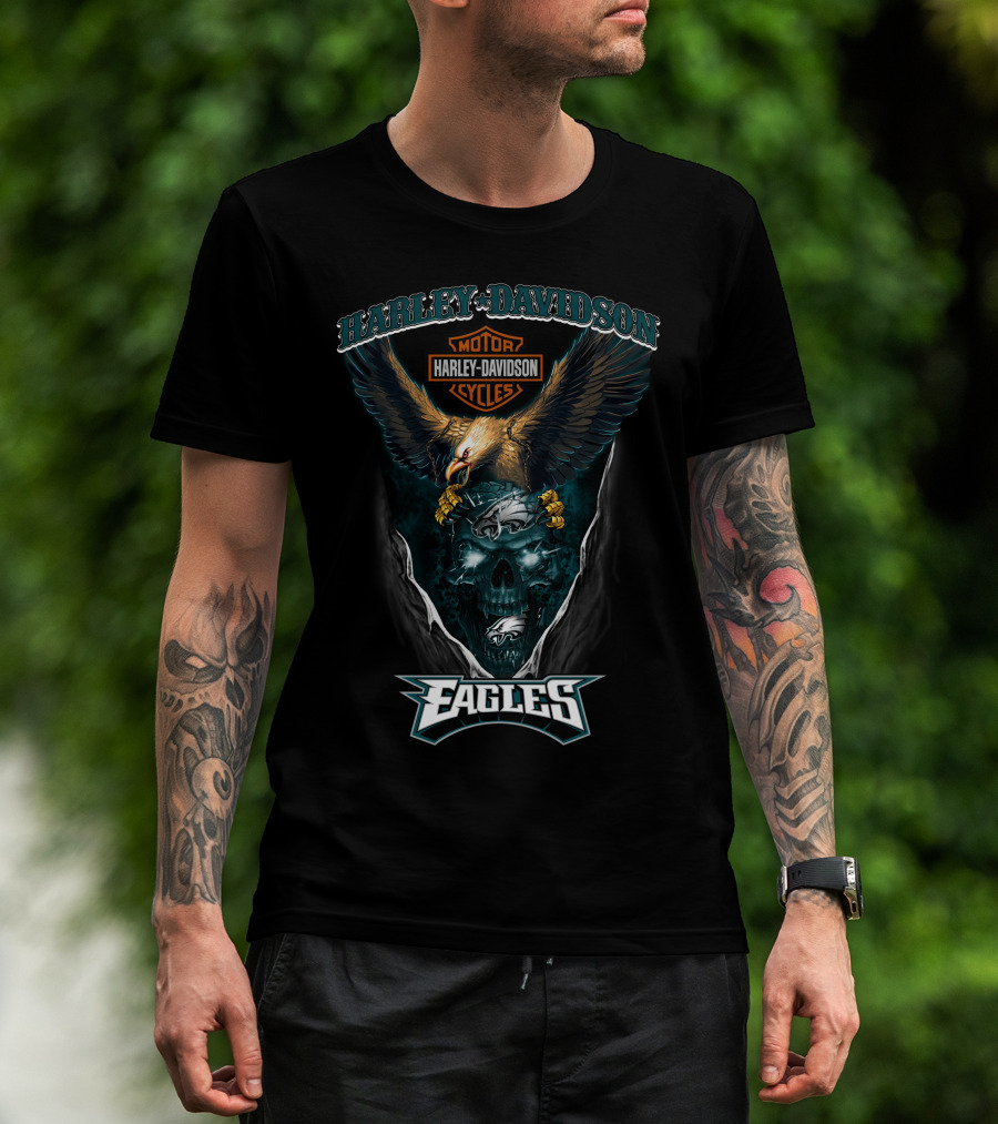Harley Davidson Motor Cycles Eagles Philadelphia T-Shirt