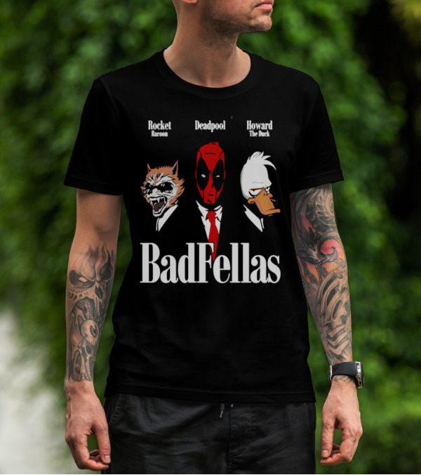 Badfellas Rocket Raccoon Deadpool Howard The Duck T-Shirt