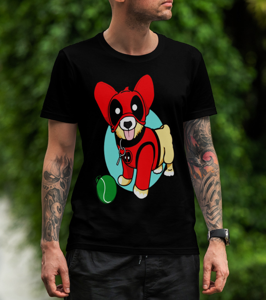 Corgi In Deadpool Costume With Tennis Ball T-Shirt