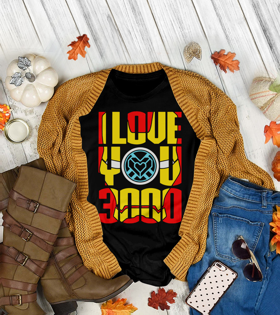 I Love You 3000 Iron Man Helmet Arc Reactor T-Shirt