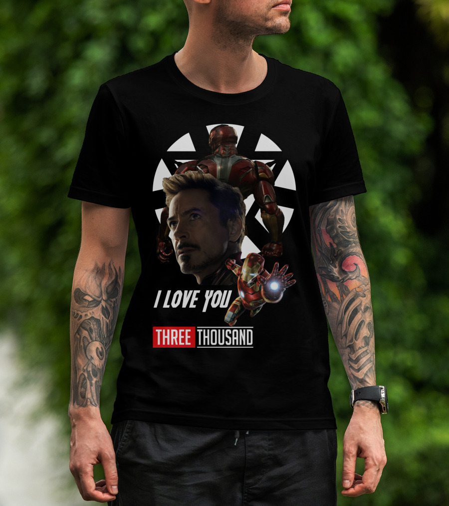 Avengers Iron Man I Love You Three Thousand Times Triangular Background T-Shirt
