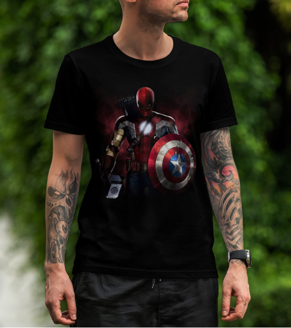 Captain America Deadpool Iron Man Spiderman Thor Hawkeye Avengers Crossover T-Shirt