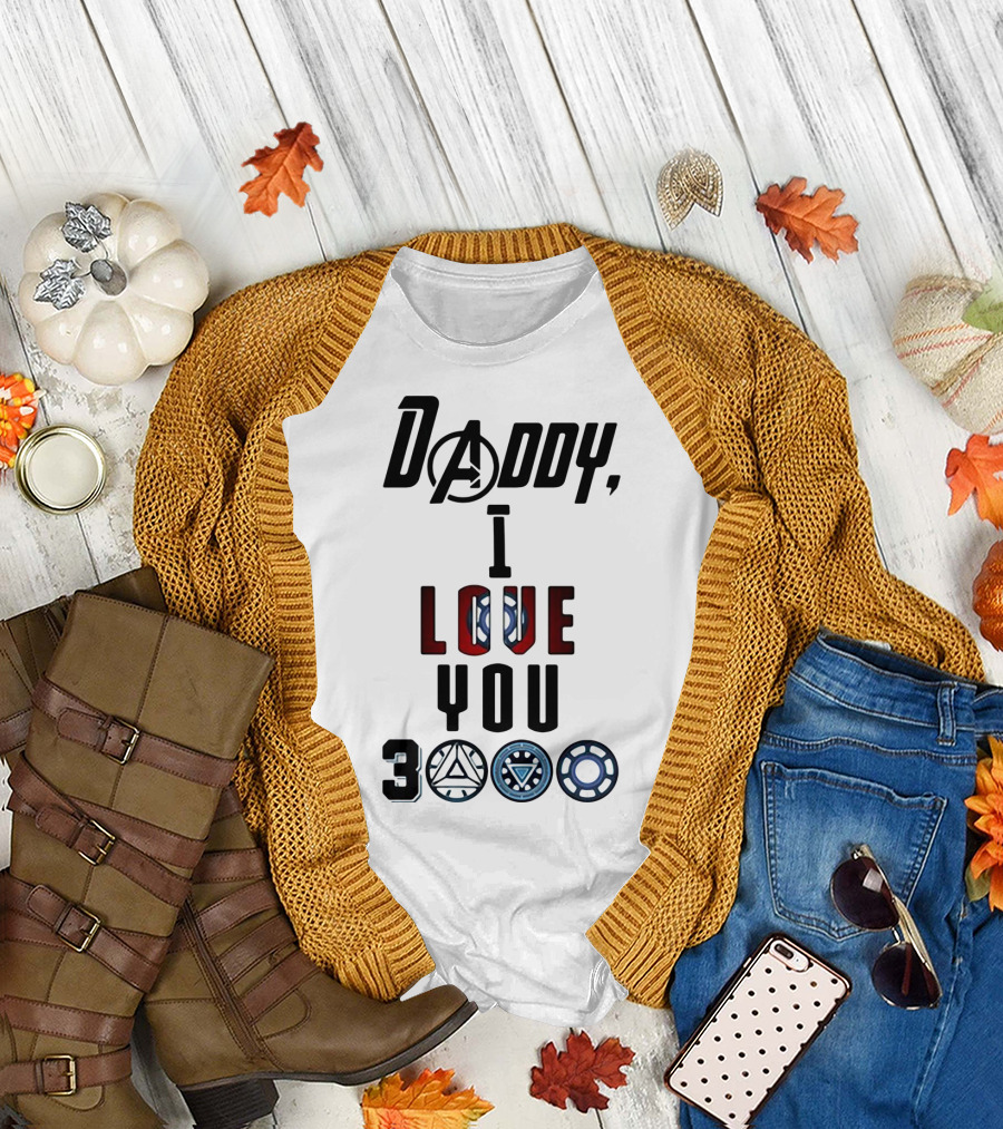 Daddy I Love You 3000 Avengers Arc Reactor Symbols T-Shirt