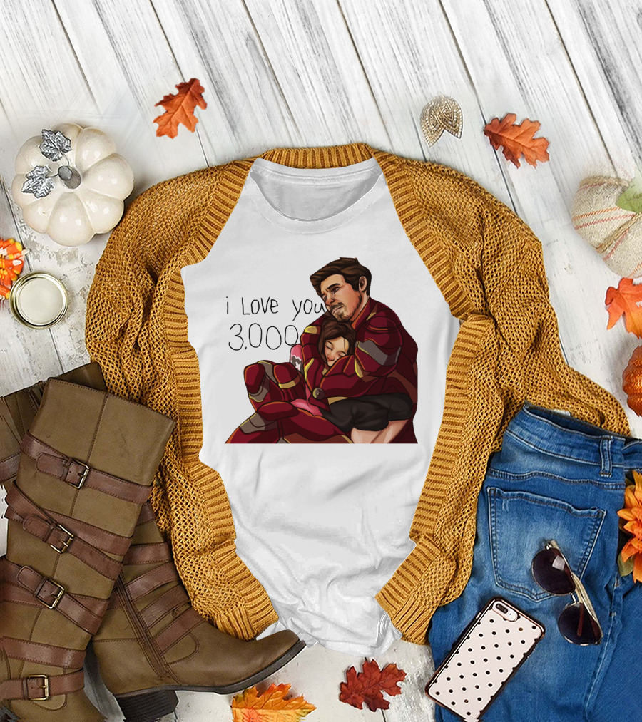 Avengers Iron Man Morgan Stark I Love You 3000 Dad Hug Marvel Reference T-Shirt