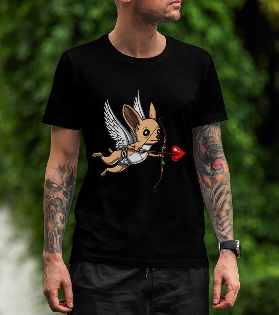 Chihuahua Cupid With Bow And Heart Arrow Wings T-Shirt