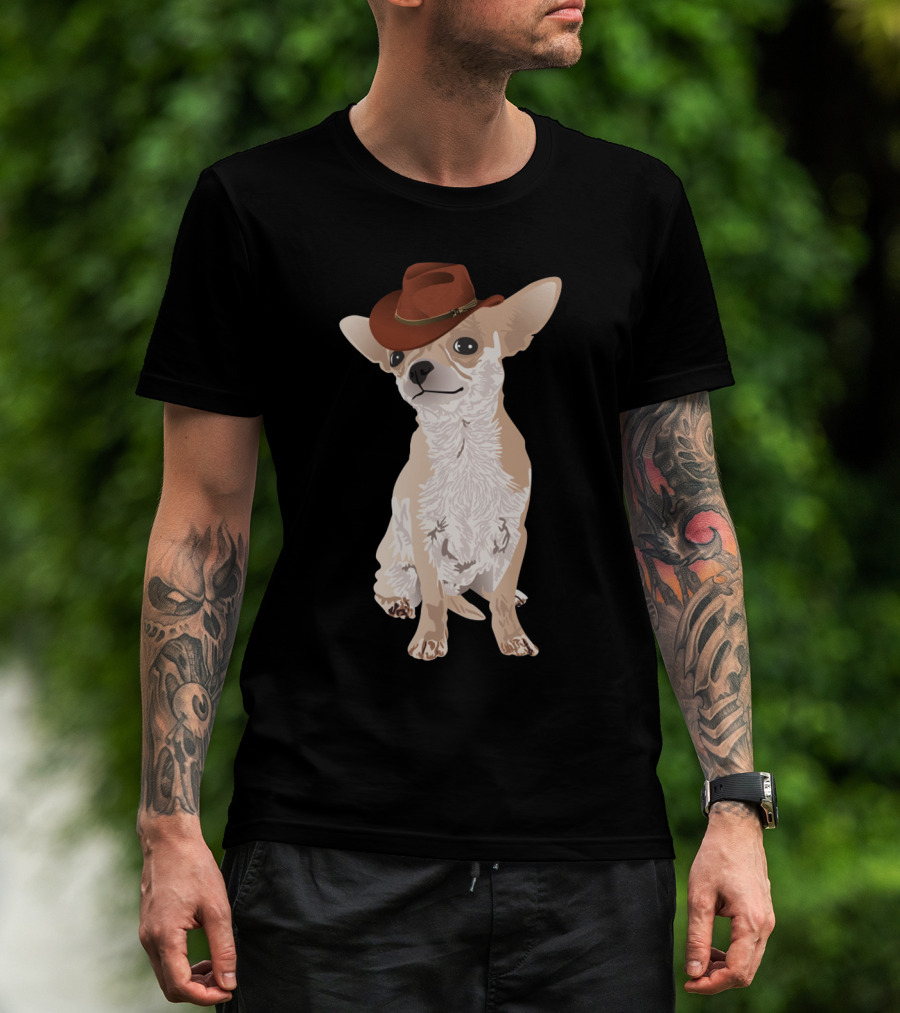 Chihuahua Cowboy With Brown Hat T-Shirt