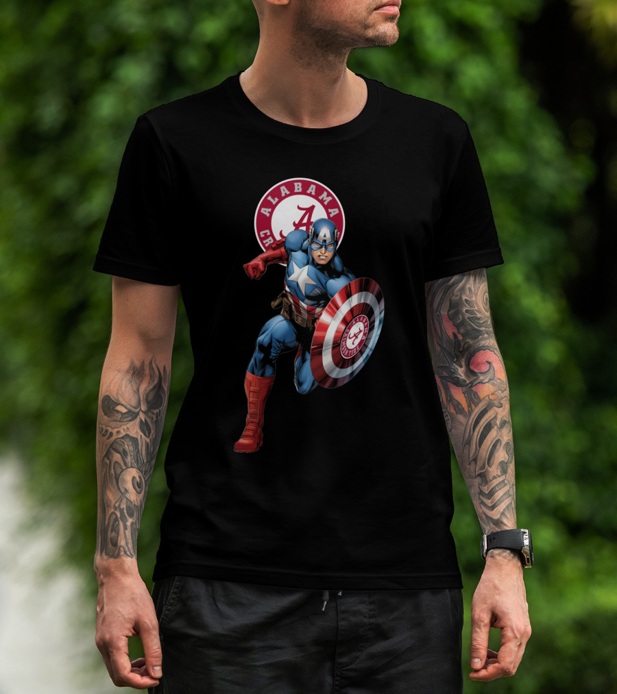 Alabama Crimson Tide Captain America Shield T-Shirt