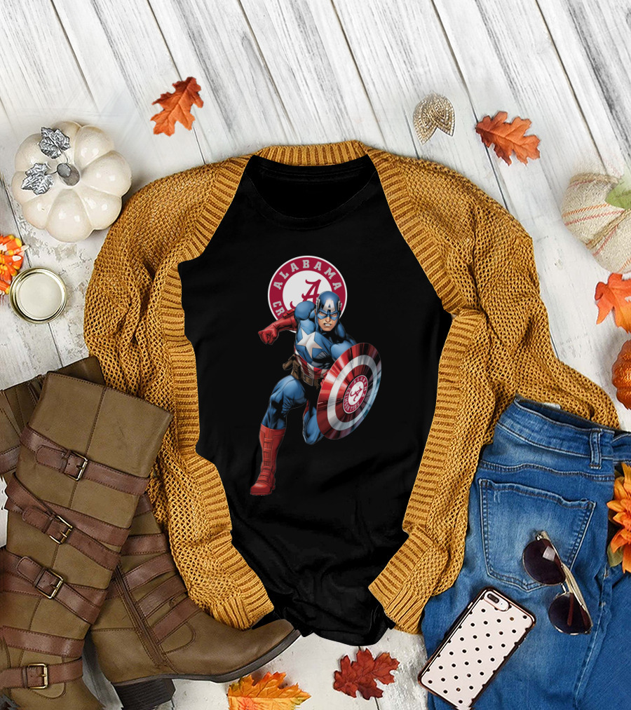 Alabama Crimson Tide Captain America Shield T-Shirt