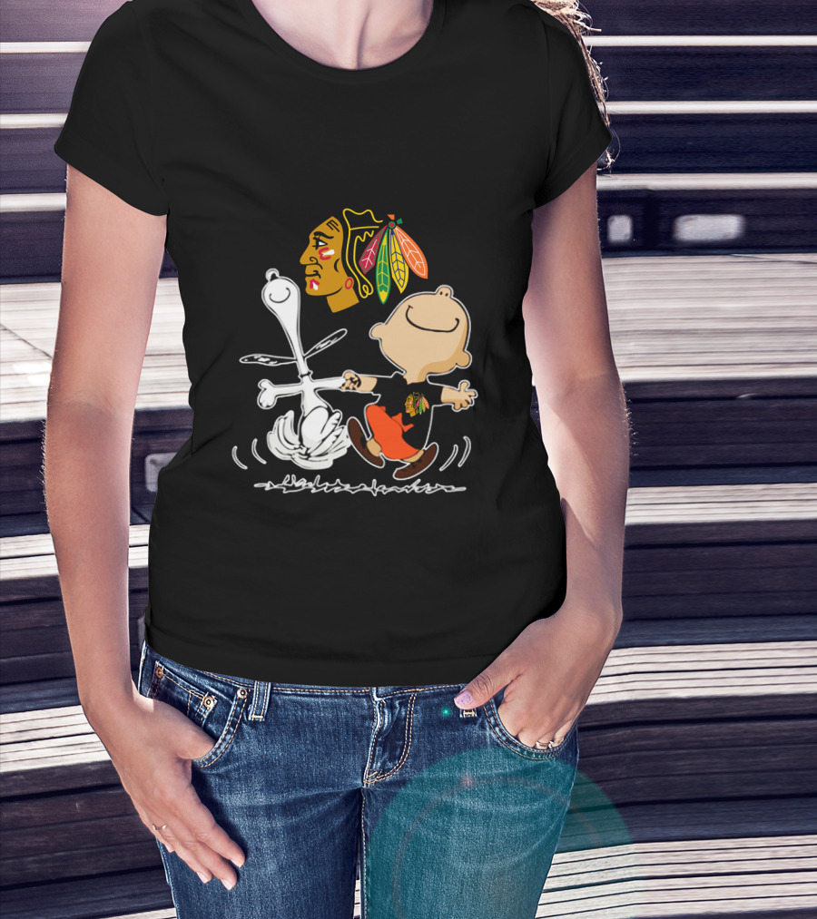 Chicago Blackhawks Peanuts Dancing Celebration T-Shirt