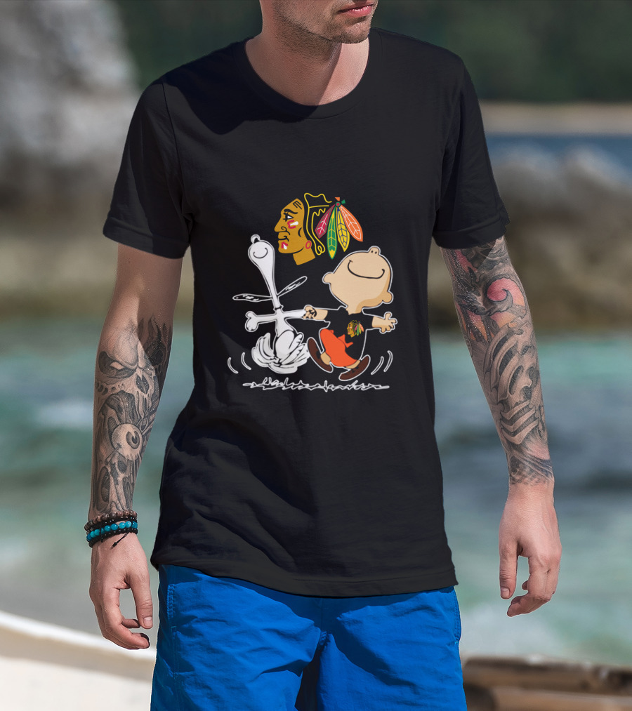 Chicago Blackhawks Peanuts Dancing Celebration T-Shirt