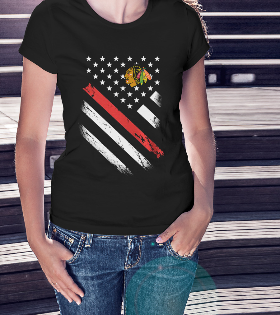Chicago Blackhawks American Flag Stars And Stripes T-Shirt