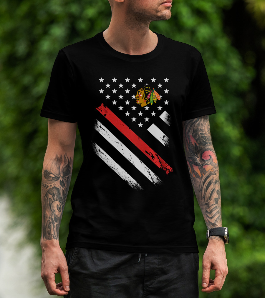 Chicago Blackhawks American Flag Stars And Stripes T-Shirt