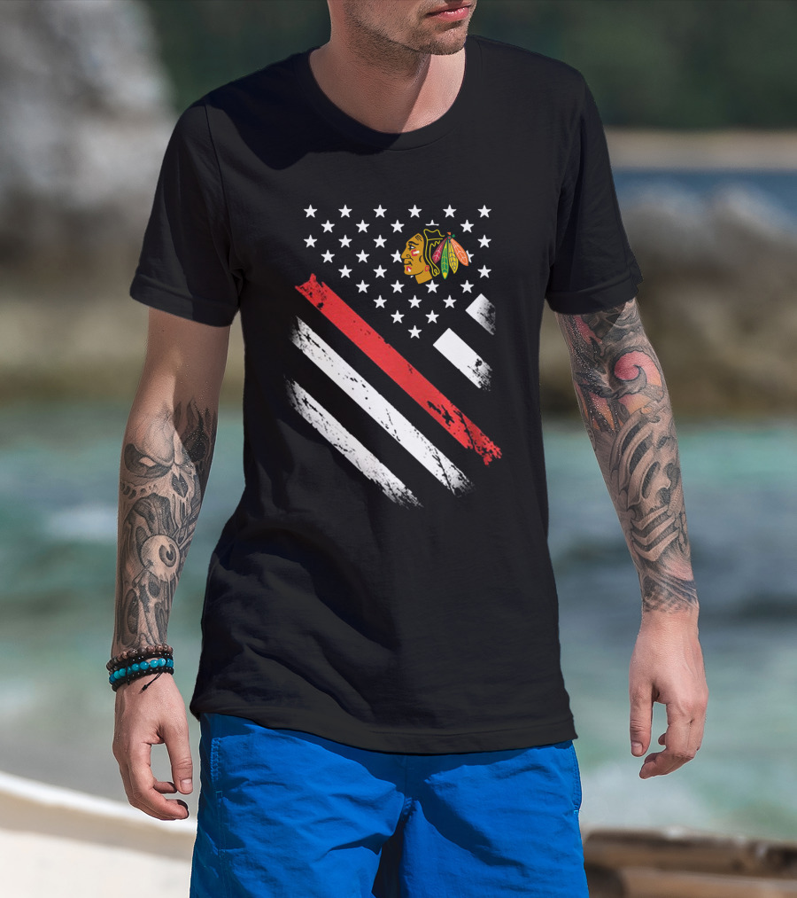 Chicago Blackhawks American Flag Stars And Stripes T-Shirt