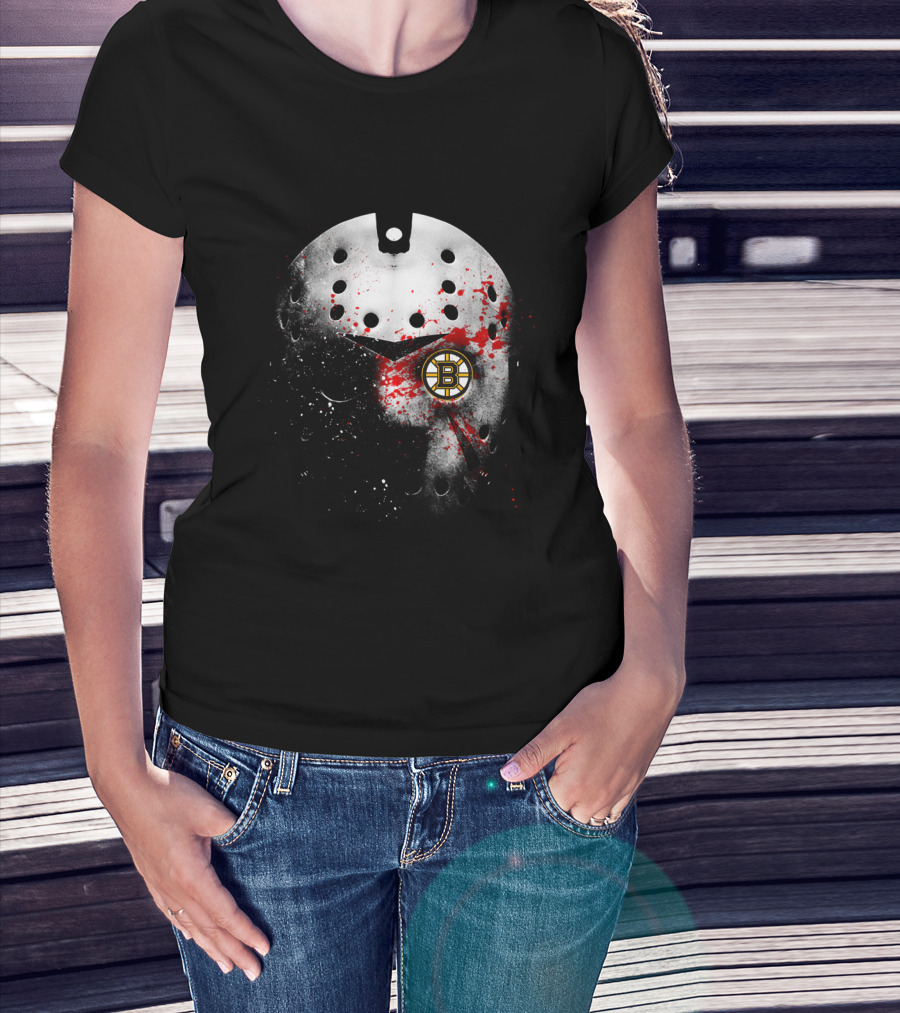 Boston Bruins Hockey Mask Blood Splatter T-Shirt