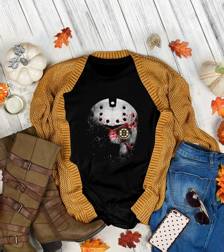 Boston Bruins Hockey Mask Blood Splatter T-Shirt